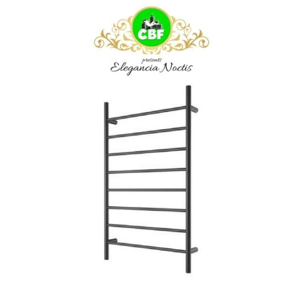 CBFTL1174RBLK Round 8 Rung Bathroom Non Heated Towel Ladder 1150mm x 700mm Matte Black, 8 rung Non-heated towel ladder