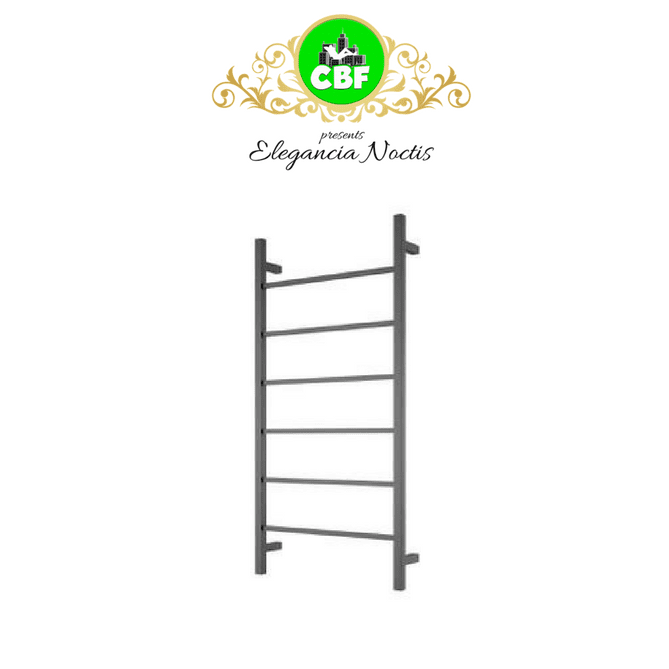 CBFTL94SBLK Square 6 Rung Bathroom Non Heated Towel Ladder 920mm x 460mm Matte Black