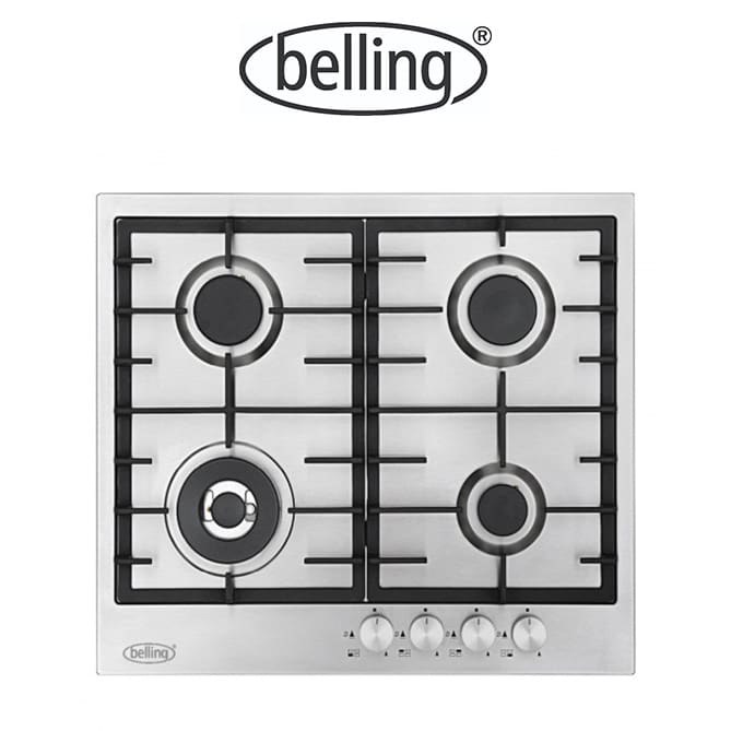 Belling BDC604S 4 burner 60cm Stainless Steel Gas Cooktop, has Front Double Crown 14.2MJ Left Wok