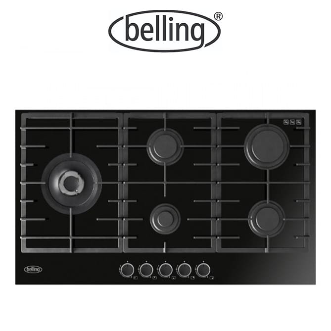 Belling BDC905LBK 5-burner 90cm Black Gas-Thru-Glass Cooktop