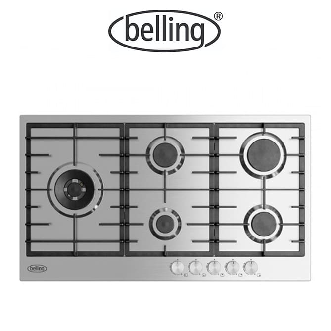 Belling BDC905LS 5 burner 90cm Stainless Steel Gas Cooktop with wok.