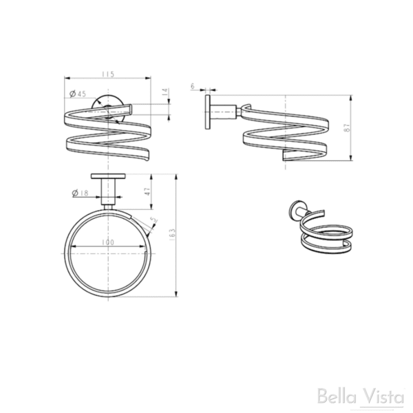 CBF1179HD 'UberBathroom' Hairdryer Holder Bathroom Accessories Schematic