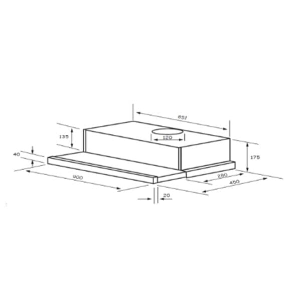 Euromaid RS9S 90cm Stainless Steel Slide Out Rangehood-spec sheet