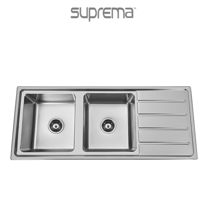 Suprema MASON600 Double Bowl Kitchen Sink with Drainer