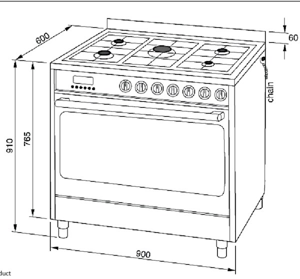 Technika B9GEFTSS-5 900mm Stainless Steel Upright Cooker