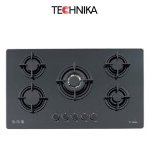 Technika H950STBGFPRO Black Glass 90cm Gas Cooktop 5 Burner