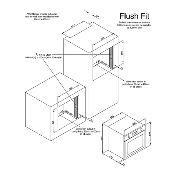 Technika HE65FLSS-3 60cm Side Opening Stainless Steel Oven-schematic