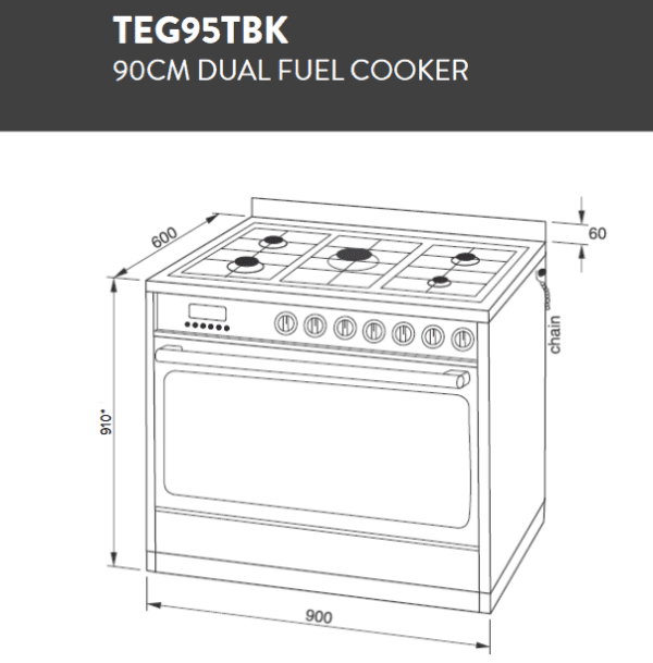 Technika TEG95TBK 90cm Dual Fuel Upright Cooker (6)