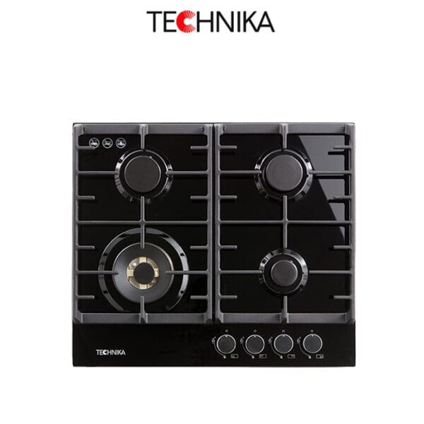 Technika 60cm Black glass gas cooktop