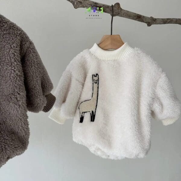 Llama Body Romper for Toddler in Brown and White