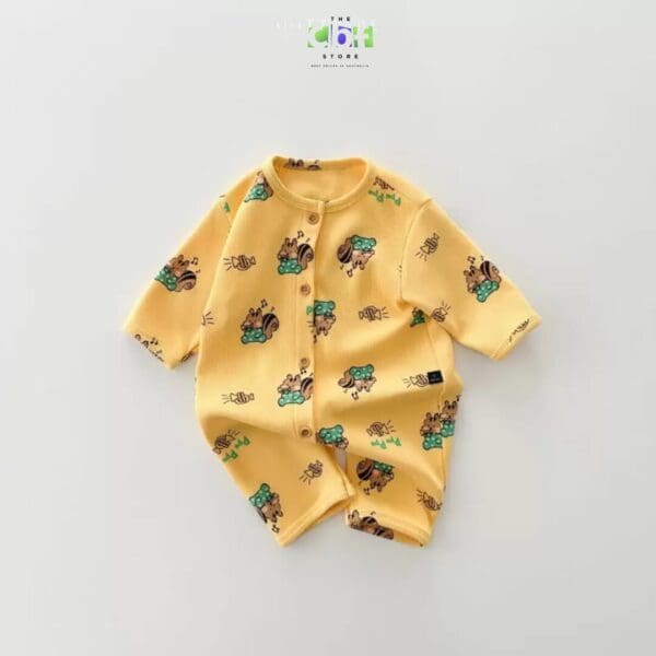 Animal print baby bodysuit in yellow