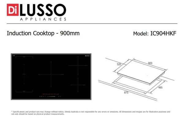 Di Lusso IC904HKF 90cm Induction Cooktop with Flexi Zone