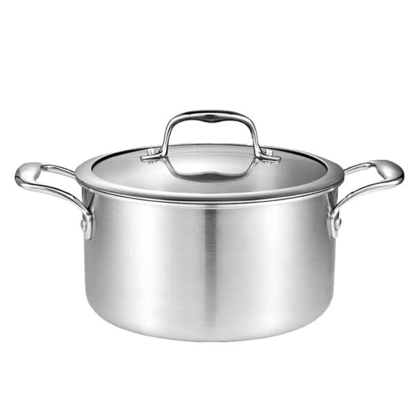 SOGA 22cm Stainless Steel Soup Pot Stock Cooking Stockpot Heavy Duty Thick Bottom with Glass Lid