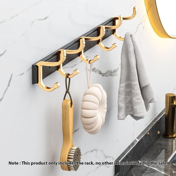 SOGA 2X 41cm Wall Mounted Towel Rack Space-Saving Hanger Organiser with Durable Hooks