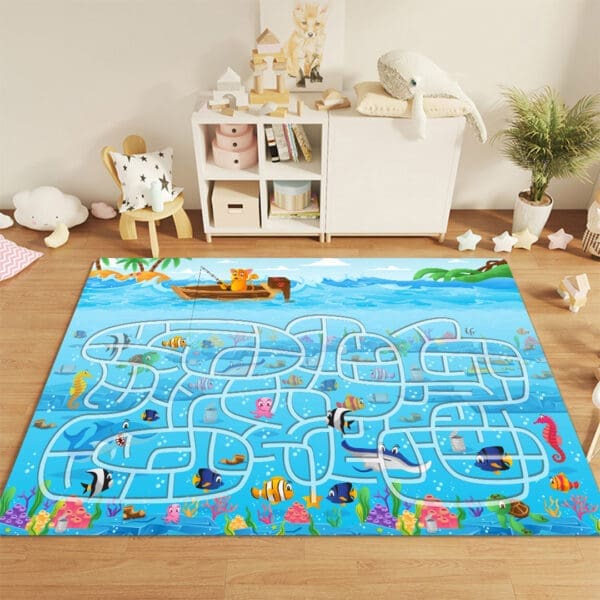 SOGA 120cm Kids Rug Street Map Play Mat, Educational Baby Theme Park Area Rugs