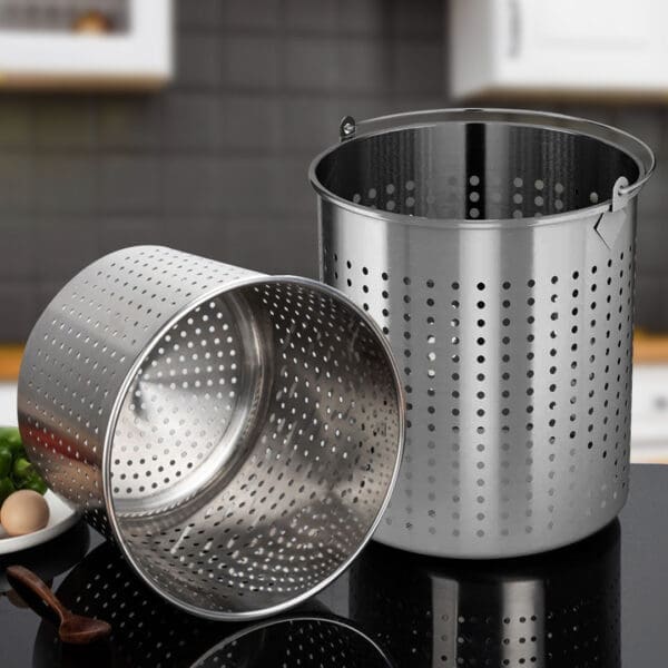 SOGA 71L 18/10 Stainless Steel Stockpot with Perforated Stock pot Basket Pasta Strainer