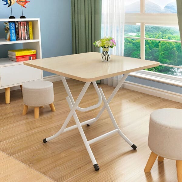 SOGA Wood-Colored Dining Table Portable Square Surface Space Saving Folding Desk Home Decor